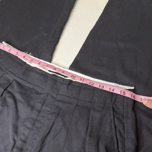 MNG by Mango Black Pleated Trouser Pants Womens 8 Contrast Trim Wide Leg Hi Rise - Picture 5 of 12